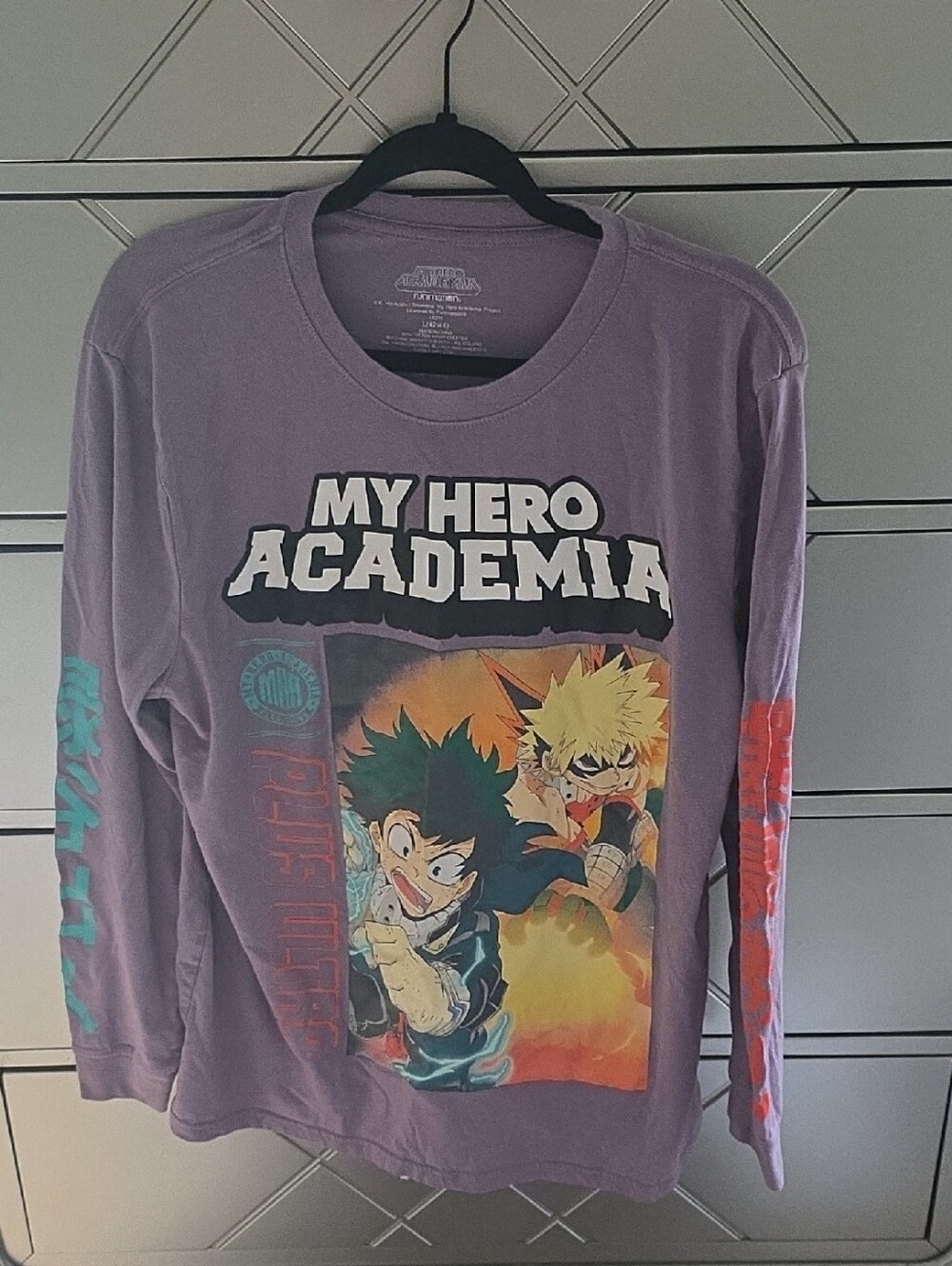 My Hero Academia Men's Purple Long Sleeve Graphic Tee